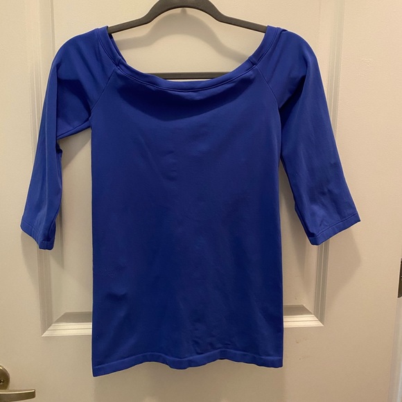 Royal Blue Quarter Sleeve Fitted Top - Picture 2 of 2